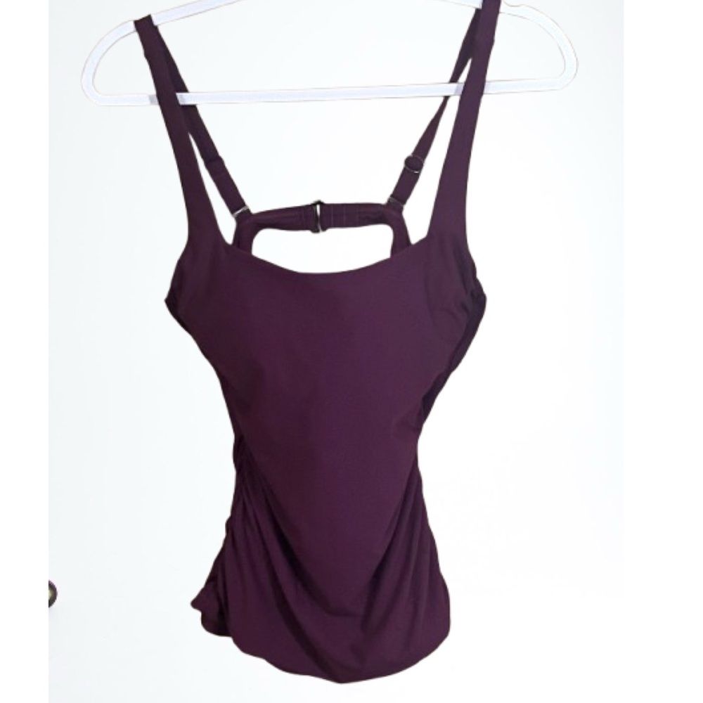 Athleta Plum Purple Ruched Swimwear Top Only Size 34B/CT Beach Vacation Resort